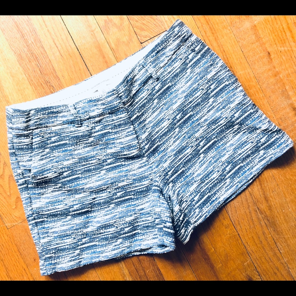 Shimmery blue and white cotton/polyester shorts